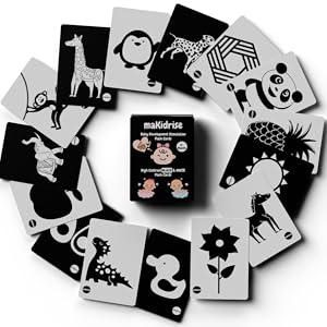 makidrise-Kids-Magic-Educational-Flash-Cards-Souvenir-60-High-Contrast-Black--White-in-30-Cards-Set-lrmBlack